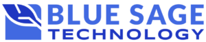 A blue text that reads " blue technology ".